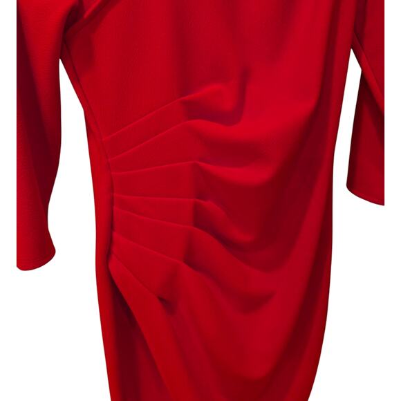 New York & Company Quarter Sleeve Back Zip Red Sheath Dress - M - Picture 7 of 11